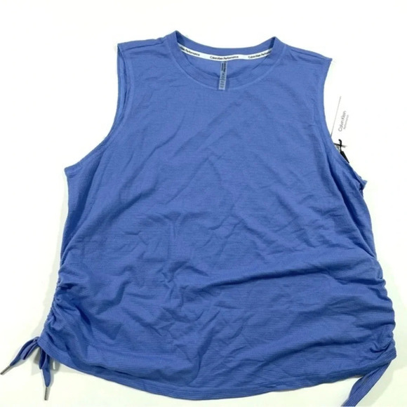 CK Calvin Klein Performance Ruched Tank Top Blue Purple Size 2X - Picture 1 of 6